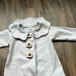Light Blue Baby Girl  Peacoat with Floral Accents